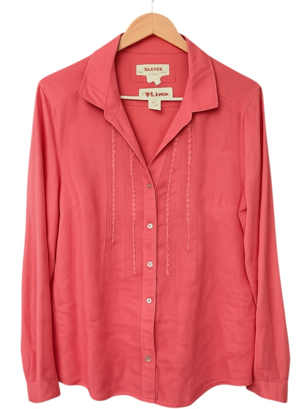 Womens 100% Linen Embroidered Button Up Shirt Size M Boho Cottage Coastal Resort